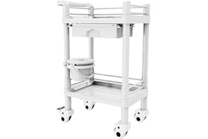RAYOCON Medical Mobile Trolley Rolling Cart:2 Tier Esthetician Utility Cart with Wheels Drawer & Trash Bin Beauty Salon Cart for Hospital Dental Clinic Lab 21.2''(l) X 14.5''(w) X 35.4''(h)
