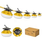 DEMILARE 50FT LED Construction String Lights 5 Bulbs Hook Linkable 18AWG | 5000K Temporary Work Light IP65 Waterproof, Jobsite Lighting ETL Listed Crawl Space Lights for garages, attics, and workshops