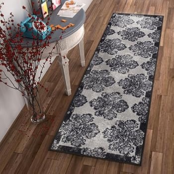 runner rug entryway rubber antibacterial skid non slip door entry outdoor runners washable kitchen grey machine indoor athena damask floral
