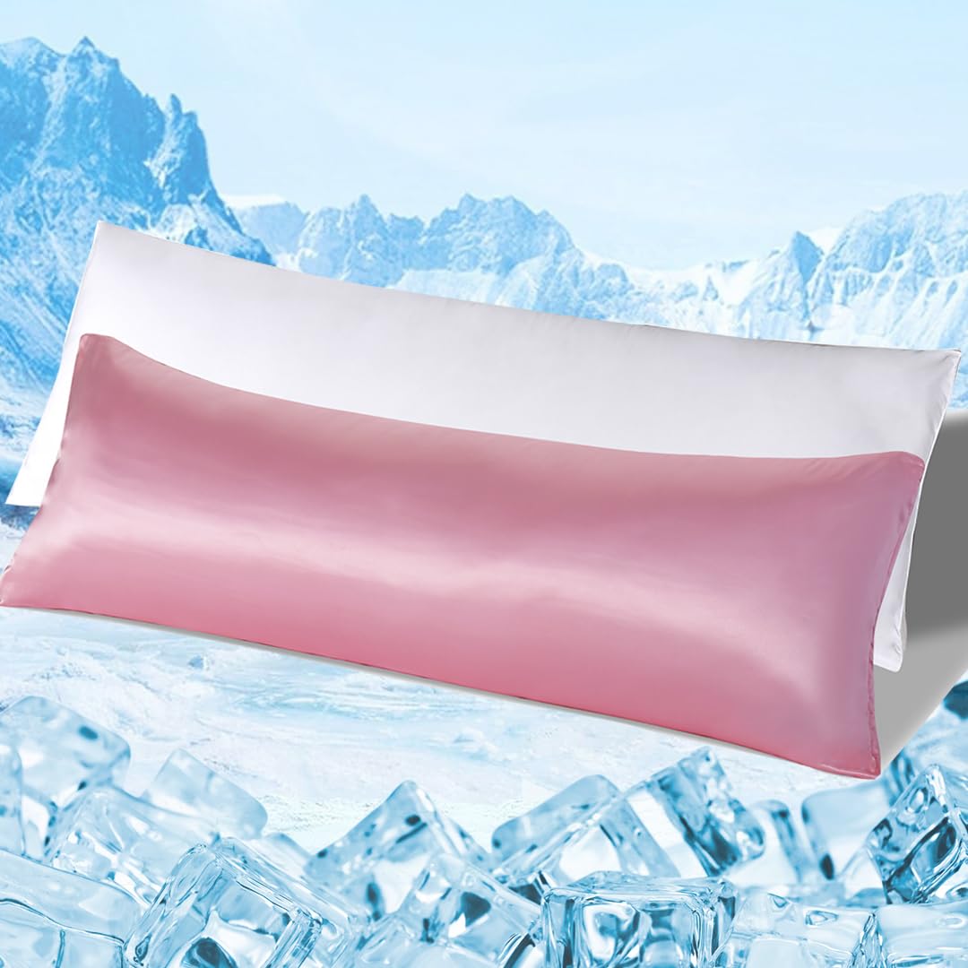 Photo 1 of ***PILLOW MISSING***
Bedream Satin Pillowcase, Cooling Long Large Pillow with Zipper Removable Cover for Bed, (Pink, 20" x 54")