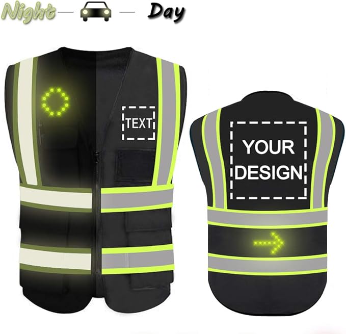 High Visibility Reflective Safety Vest Customize Logo With LED Pilot