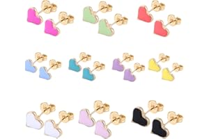10 Pairs Hypoallergenic Sutd Earrings for Girls Sensitive Ears with Stainless Steel Post - Assorted Sytle and Vivid Color Earrings Set