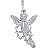 Jewels By Lux Sterling Silver Womens Angel With Heart Angle Charm Pendant