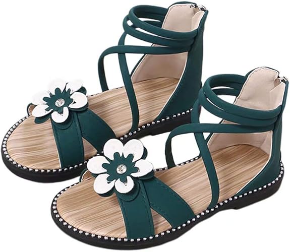 Amazon Leding Happy サンダル 女の子 ビーチサンダル 花 モチーフ アンクルストラップ 子供靴 キッズ ガールズ プリンセスシューズ ジュニア お嬢様 可愛い 軽量 通気 滑り止め 履きやすい 夏用 通園 通学 サンダル