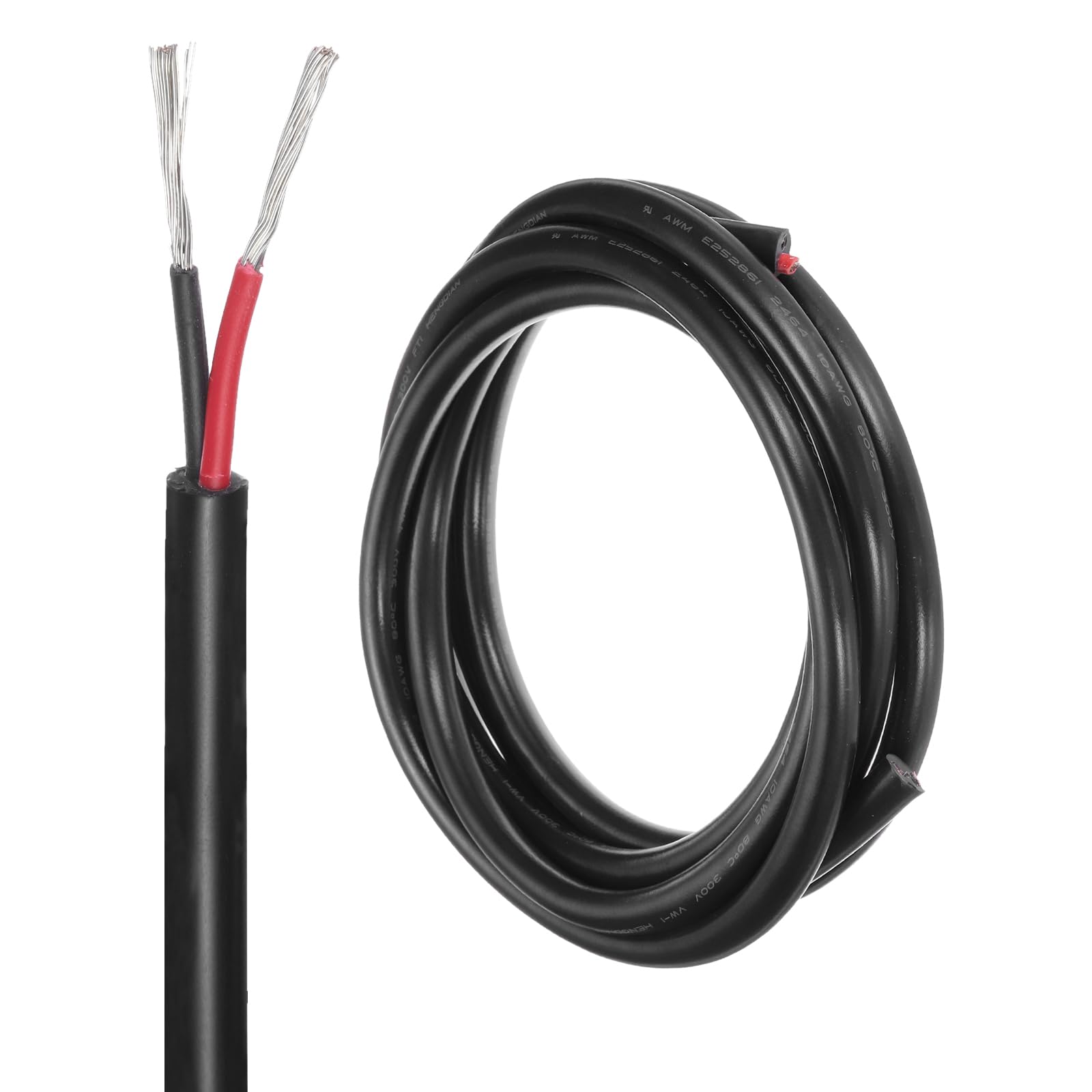 DMiotech 10 Gauge Wire Electrical Wire 2 Conductor, 10 AWG Extension Cable Cord 10 Ft/3 m UL2464 300V Stranded Tinned Copper Wire for LED Lighting Automotive