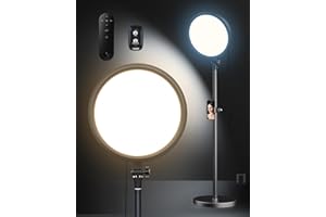 Aureday 12” Selfie Ring Light with Stand, Overall 79” Tall Ringlight Stands with Remotes and Phone Holder, Professional Floor Stand Light Ring for Video Recording/Live Stream/TikTok/Photography/Barber