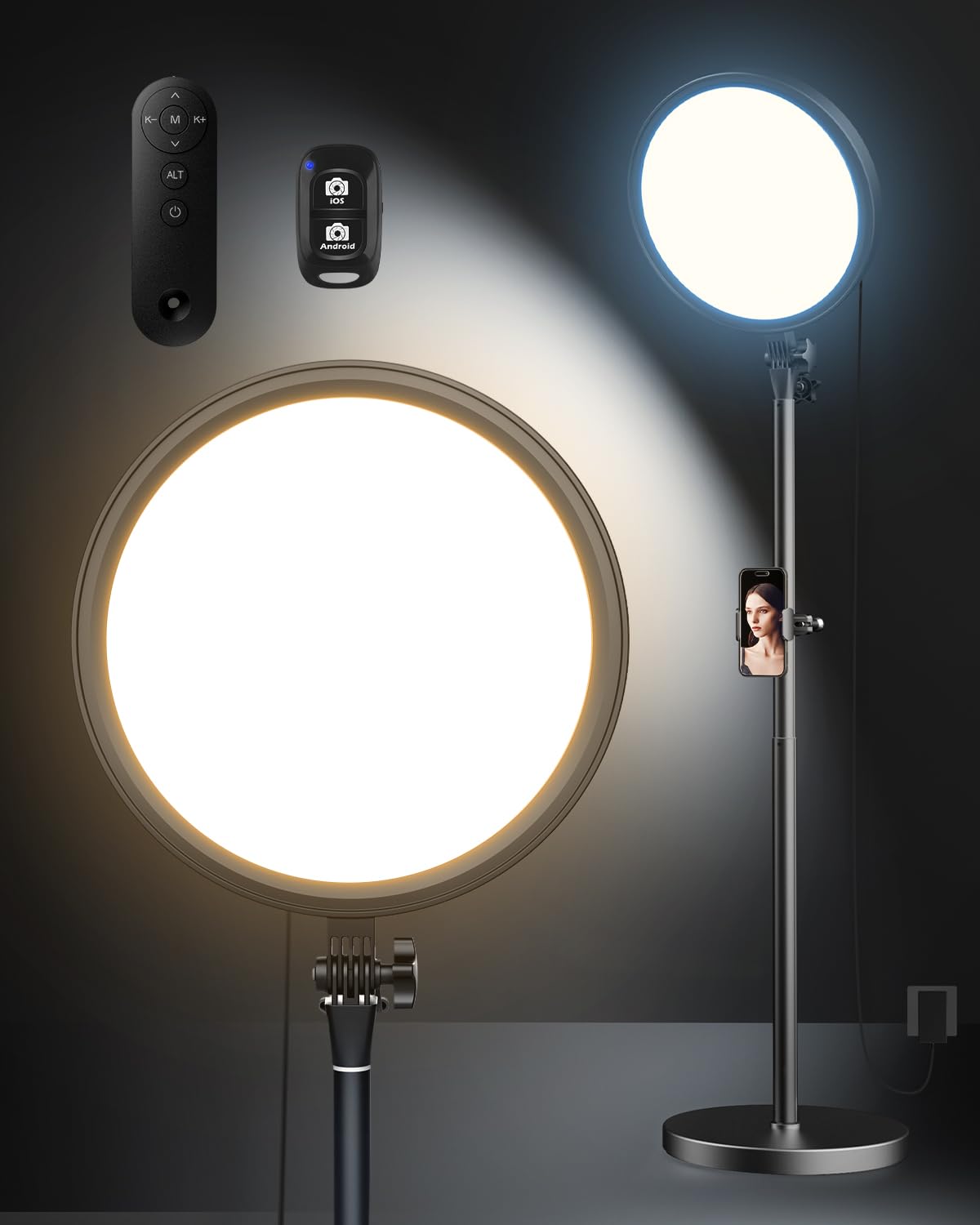 Photo 1 of Aureday 12” Selfie Ring Light with Stand, Overall 79” Tall Ringlight Stands with Remotes and Phone Holder, Professional Floor Stand Light Ring for Video Recording/Live Stream/TikTok/Photography/Barber