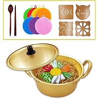 Happy Household Korean Noodle Ramen Pot 6.3 (16cm) + Wooden Chopstick + Pot Holder or (Pot + 1 Chopstick + Pot holder…