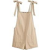 WDIRARA Women's Tie Strap Sleeveless Romper Overall Shorts with Pockets