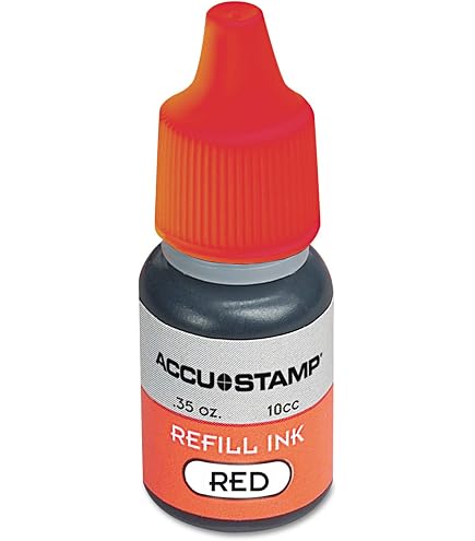 Accustamp Round Pre-Inked Stamp - 5/8" Star Design, Red Ink, Re-inkable & Mess-Free For Office Or Crafts