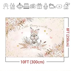Mocsicka Floral Bunny Baby Shower Backdrop Boho