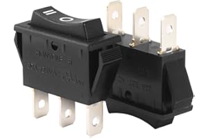 uxcell SPDT 3P On/Off/On 3 Position Boat Rocker Switch Black AC 20A/125V 22A/250V
