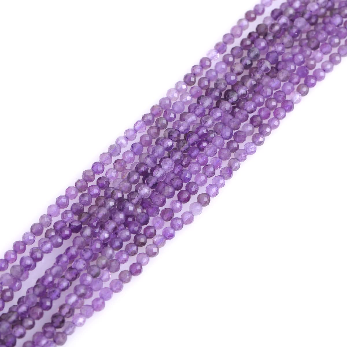 Gem-Inside 3mm Natural Purple Amethyst Real Crystal Gemstone Faceted Spacer Beads for Jewelry Making Strand 15'' — image 1