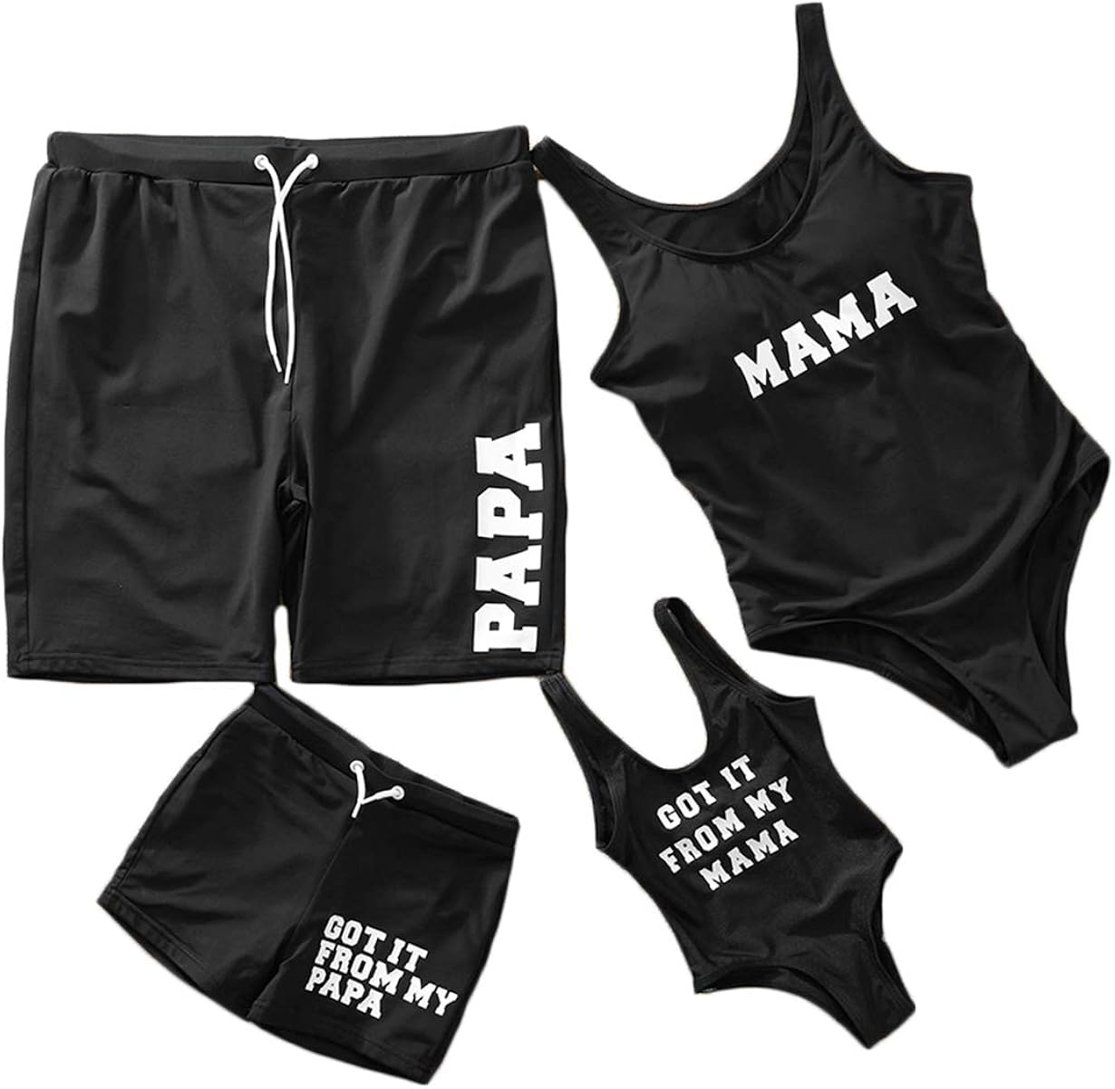 Family Matching Swimwear Mom Daughter One Piece Swimsuit Sporty Monokini Dad Son