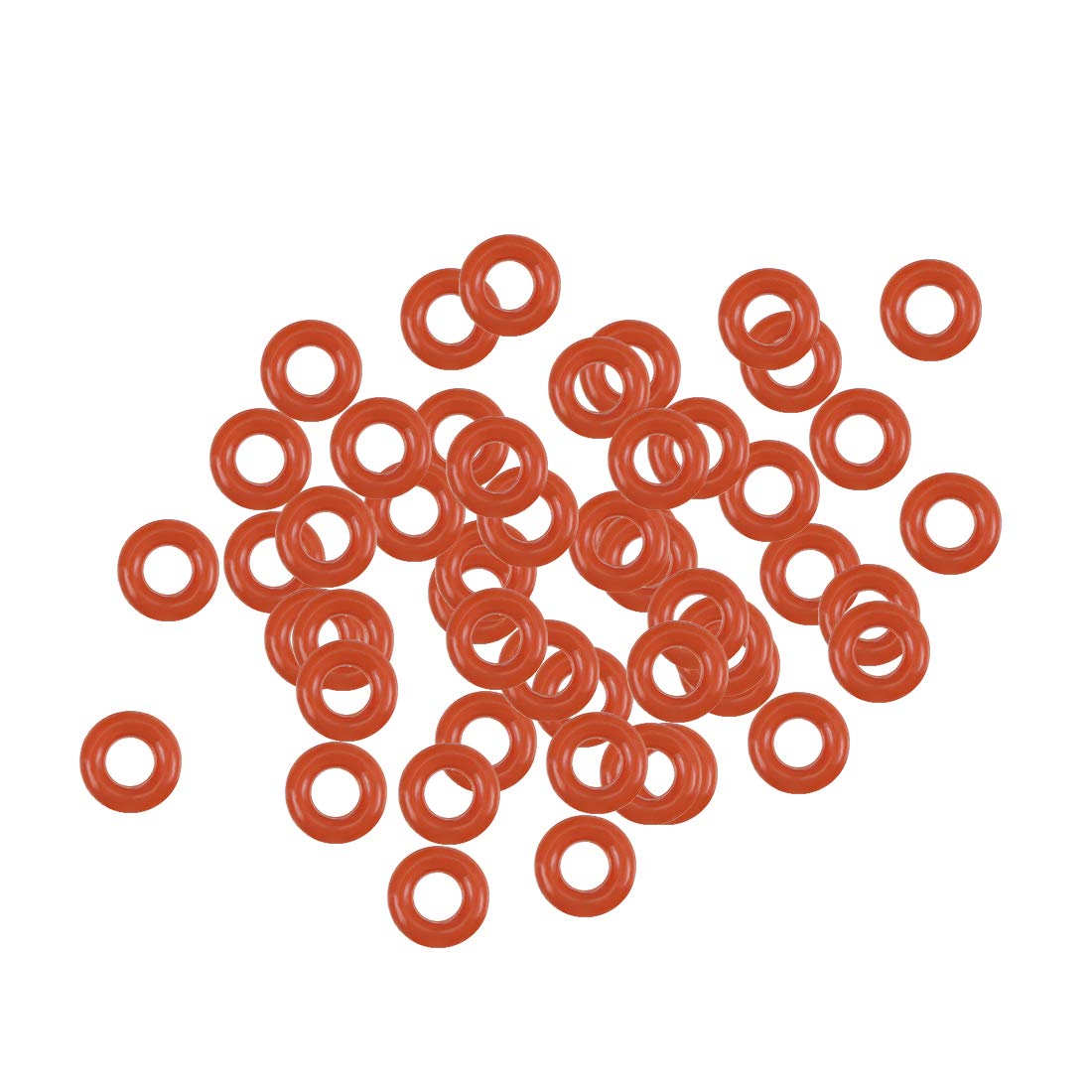 sourcing map Silicone O-Ring, 4mm OD, 2mm ID, 1mm Width, VMQ Seal Rings Gasket, Red, Pack of 50