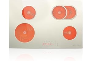 Noxton Electric Cooktop 30 Inch, 4 Burner Stove Top -Warm White Glass Electric Cermaic Cooktop with Expandable Burners Timer, Child Safety Lock, Sensor Touch Control, Drop-in Install, 240V 6600W