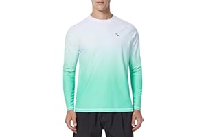 KPSUN Mens Rash Guard UPF 50+ Swim Shirts UV Sun Protection T-Shirt Quick Dry Long Sleeve Beach Shirts for Fishing