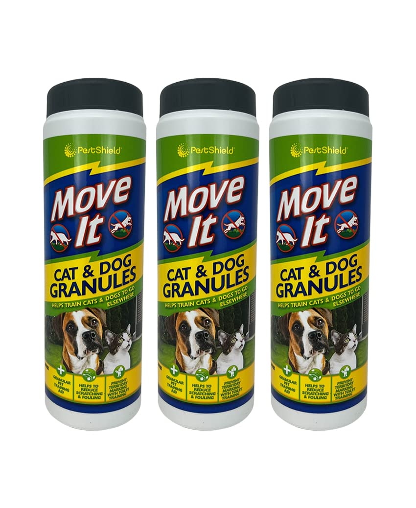 Cat & Dog Garden Repellent - Shaker Bottle Safe Around the Garden - PestShield Move It Non Toxic 100% Natural 240g (Pack of 3)
