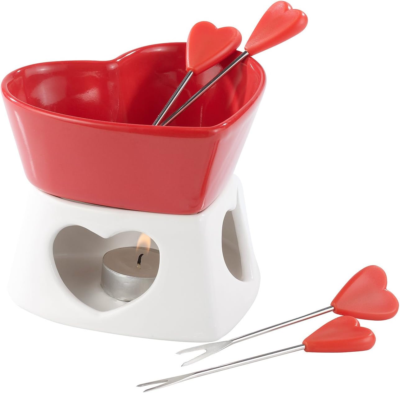 Rosenstein & Söhne Schokofondue Sets: Schokofondue in Herzform (Schoggifondue)