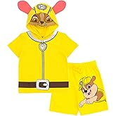 Paw Patrol Chase Skye Rubble Marshall Cosplay T-Shirt and Bike Shorts French Terry Outfit Set Toddler to Big Kid