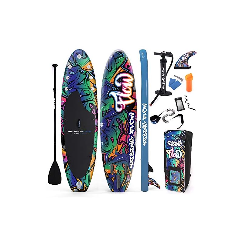 SereneLife Inflatable Stand Up Paddle Board (6 Inches Thick) with