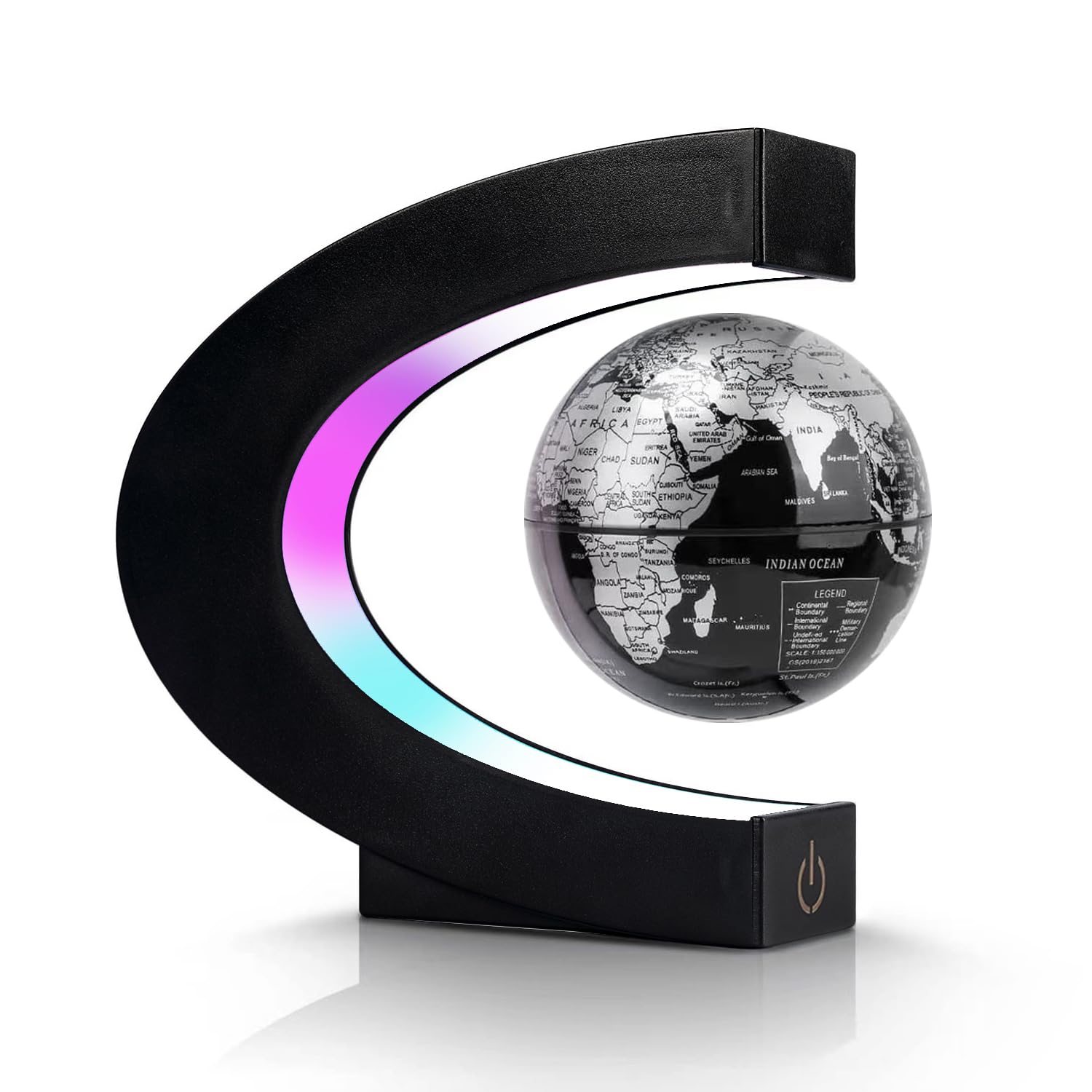Dracarys Magnetic Levitation Floating Globe, Levitating C Shape with LED Lights Touch Control for Educational Home Office Desk Decor, Anniversary Holiday Creative Gift (Globe Diameter 3.3inches）