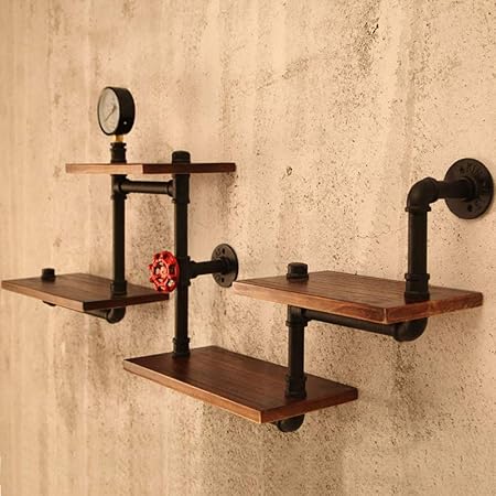 ZRRtables Industrielle Rohrwandhalterung Badezimmerregale 4-Regal
