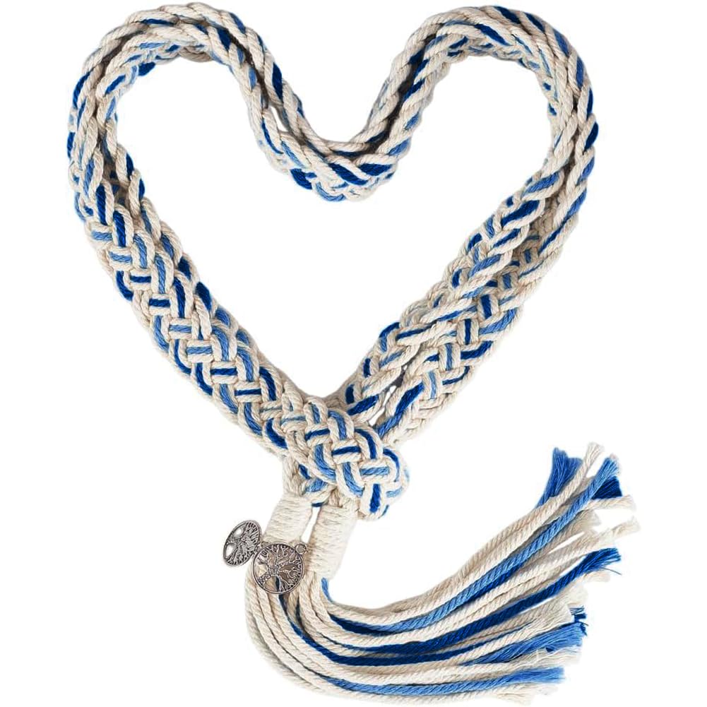 Photo 1 of AHANDMAKER Wedding Lasso Rope, Handfasting Cord for Wedding with Tree of Life Pendants Lazos para Boda Wedding Cord Traditional Rustic Wedding Lasso for Ceremony Bridal Gift, Blue