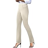 keriffe Women's Stretchy Yoga Dress Pants High Waisted Straight Leg Casual Work Business Office Slacks 4 Pockets