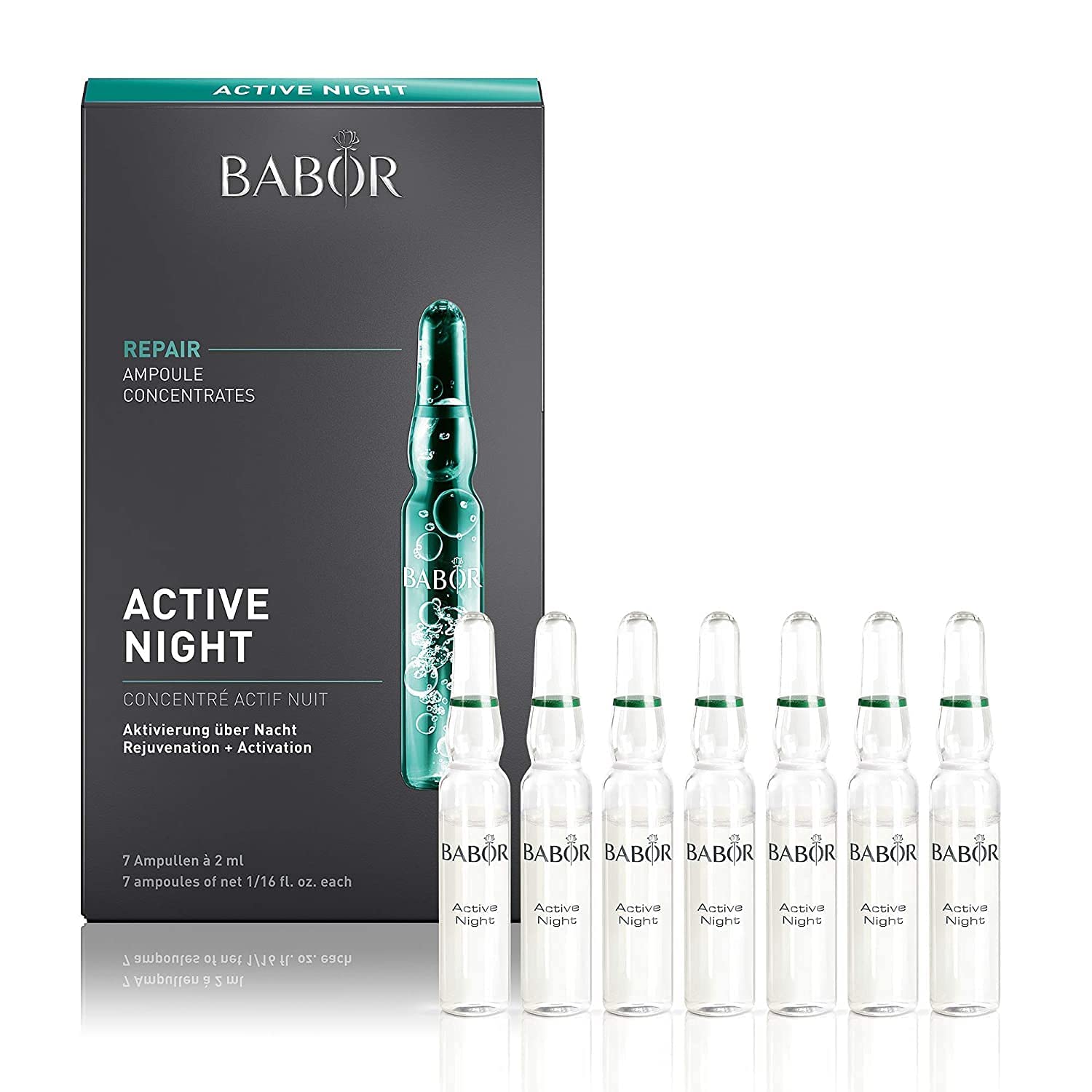 BABOR Active Night Serum Ampoules for the Face, for Improved Skin Regeneration, Vegan Formula, 7 x 2 ml Concentrated Ampoules