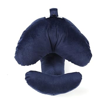 ELENKER Reisekissen Kinn- und Halsstütze Nackenkissen, inkl. Tragetasche, Blau