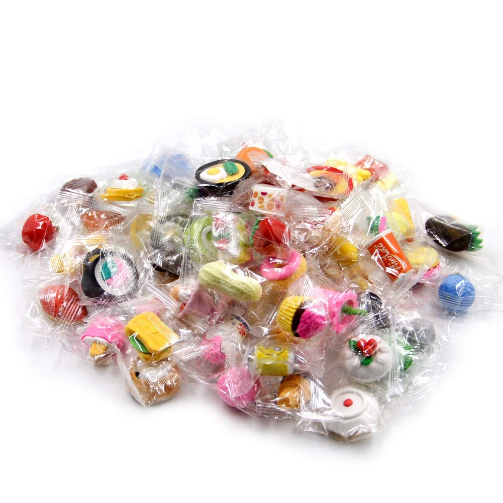 72 Pcs Assorted Food Pencil Erasers Toy Set, Cake Dessert Fruit Puzzle Erasers Toys for Kids Reward Party Favors (Food)