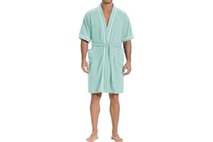 SIORO Waffle Knit Robe for Men, Short Lightweight Bathrobe with Kimono & Pockets, Short-Sleeves Summer Loungewear for Spa