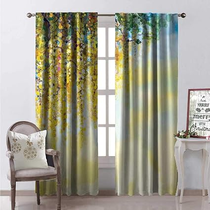 Amazon Com Hengshu Watercolor Flower Waterproof Window Curtain