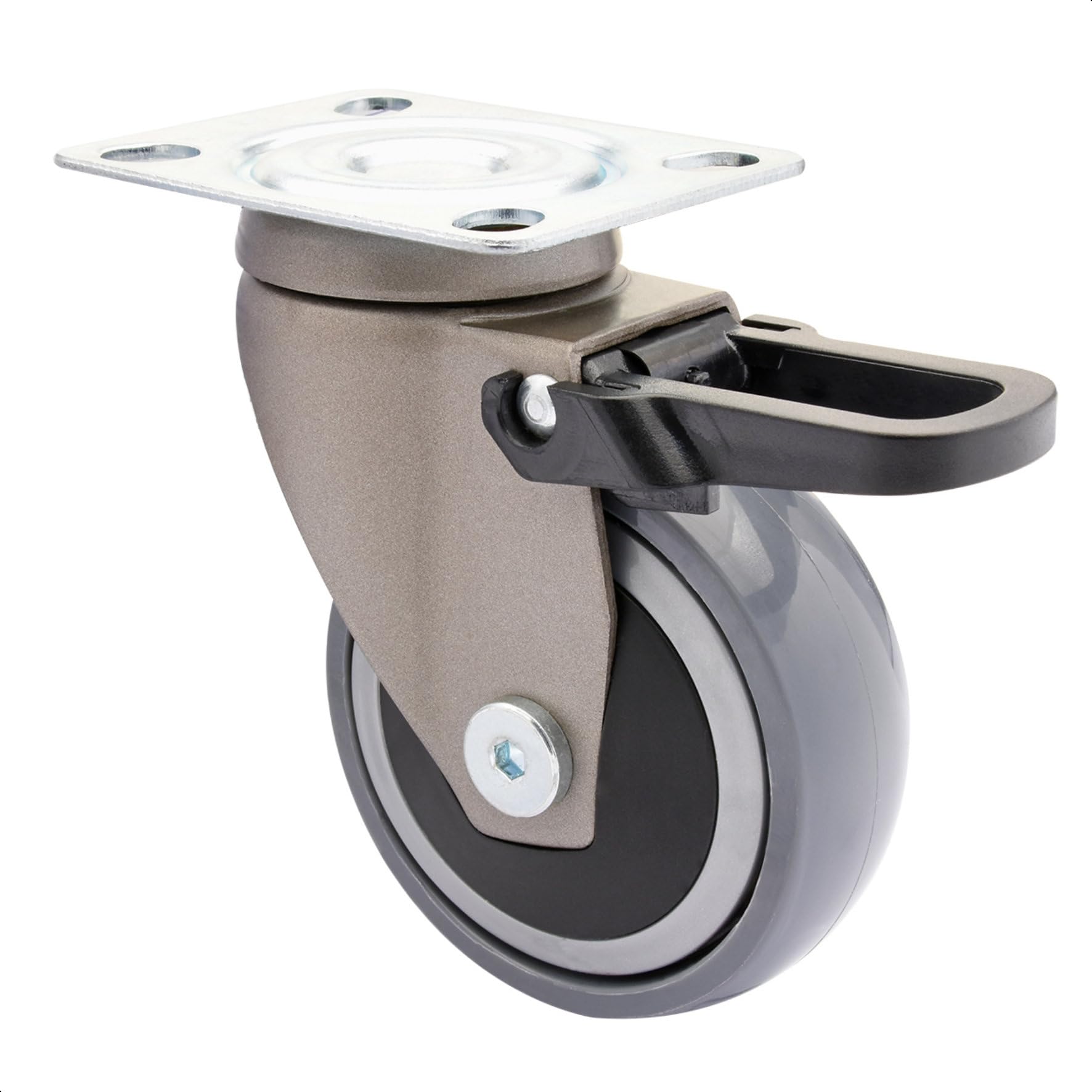 WAGNER design - 3C - swivel castor/furniture castor - grey, soft tread, diameter Ø 75 mm, total brake, ball bearing, load capacity 75 kg - 01237801