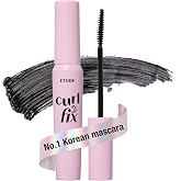 ETUDE Curl Fix Waterproof Mascara, Long-Lasting Curl, Black, 0.27 fl oz | Korean waterproof mascara, Lightweight, vegan, defined black lashes and long-lasting curl without smudging.