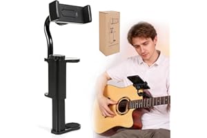 Guitar Phone Holder: Adjustable & Rotatable Mount for Acoustic Electric Bass Guitars & Ukuleles – Universal Smartphone Clip f
