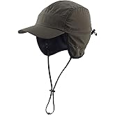 Home Prefer Waterproof Men's Winter Hats with Visor Warm Fleece Lined Baseball Cap Earflaps Trooper Trapper Hat for Men
