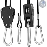 VIVOSUN - 2 Pairs 1/8 inch Adjustable Heavy Duty Rope Hanger - Reinforced Metal Internal Gears, Loose-proof Design, 8-ft Long & 150lbs Weight Capacity ( Upgraded Version )