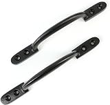 White Hinge 2x Black Cast Iron 6 inch 150mm Door Gate Pull Handles view 6