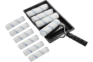 VANSKOOS Paint Roller,6 Inch High-Density Microfiber Roller Refills,Paint Tray, Mini Roller 1/2In Nap Covers for Latex Paint 