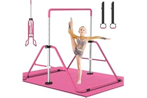 DOBESTS Kids Gymnastics Bar Folding Horizontal Bar, Adjustable Height Gymnastic Horizontal Bars, GymnasticTraining Equipment for Home