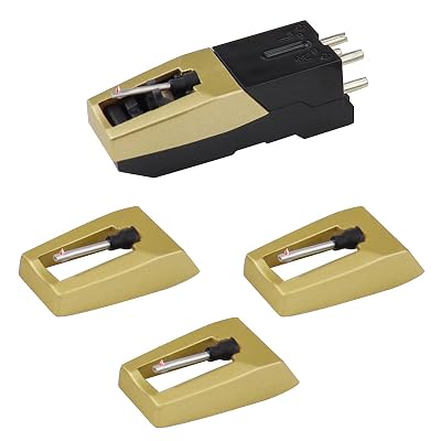 Record Player Needle, Upgraded Record Player Cartridge with Diamond Stylus Replacement for Crosley, ION, LP, Phonograph, and More (Gold)