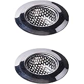 JAKOUE 2PCS Stainless Steel Drain Strainer Set - 3" Top/1.5" Basket Multi-Scene Sink Filter for Kitchen, Bathtub & Shower.