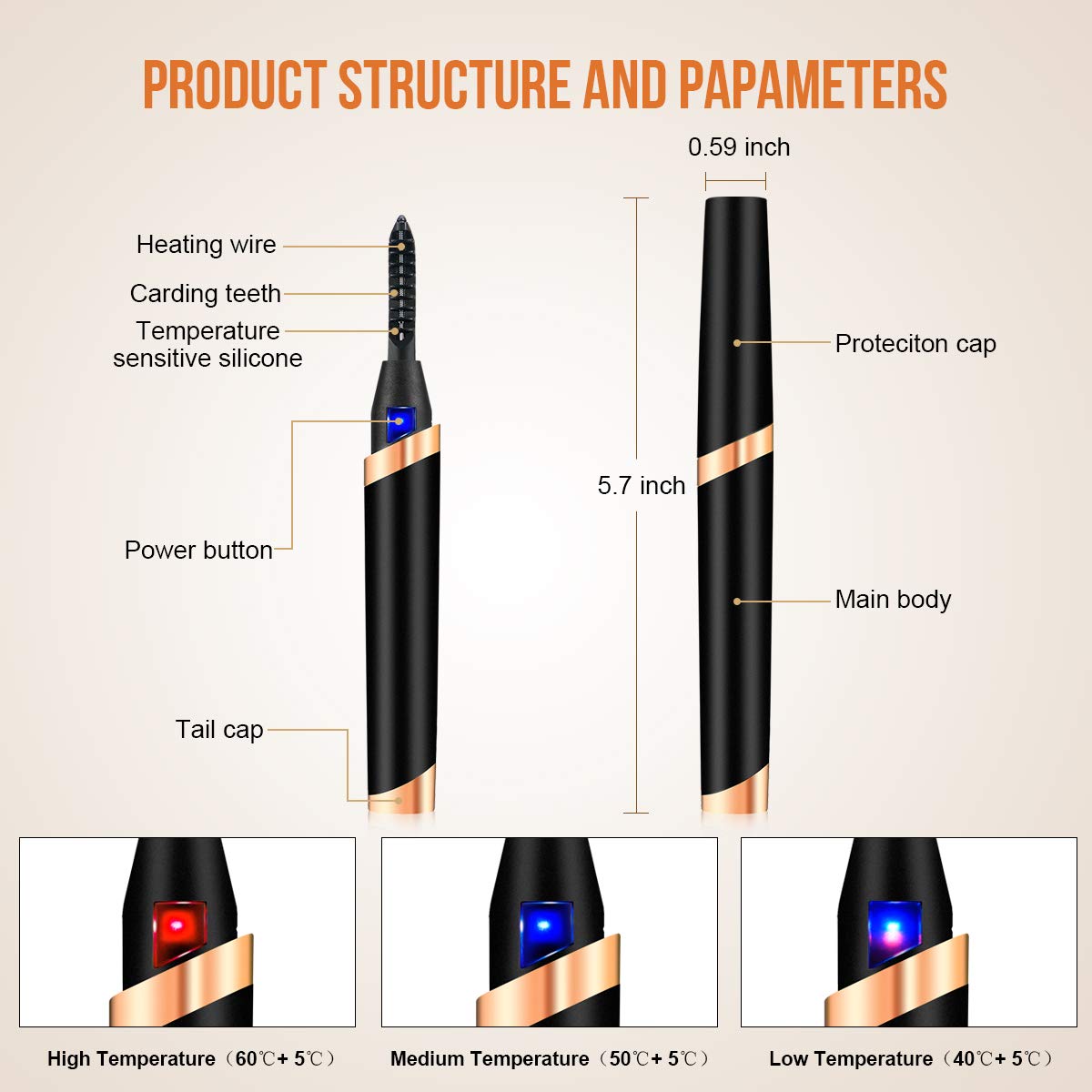 Heated Eyelash Curler, Electric Eyelash Curler, Portable Electric Makeup Eye Lashes Brush [New Upgrade] - Quick Heating Long Lasting, USB Rechargeable Eyelash Curler Tool