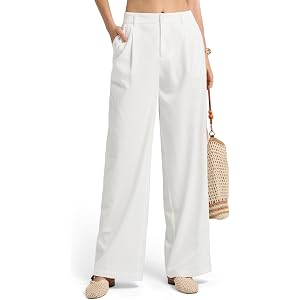 Willit Women's Linen Pants Wide Leg Work Dress Pants Casual Slacks Business Pants with Pockets
