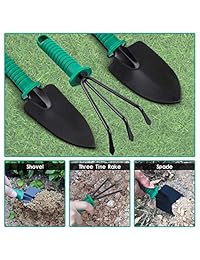 NASUM 10 piezas Juego de herramientas de jardín Juego de herramientas de regalo de jardinería con podómetros, rastrillos, zapatillas, secadores, cuchillos de sembrado y más herramientas de mano de jardín de hierbas vegetales