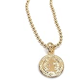 SIFRIMANIA Saint Benedict Small Pendant Necklace, 18K Gold Plated Catholic Medal, Minimalist Religious Jewelry with Ball Chain, 17.5 Inch