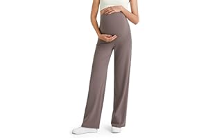 G4Free BareFeel Maternity Dress Yoga Pants Over The Belly Stretchy Work Slack Pregnancy Wide Leg Lounge Trousers