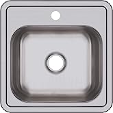Elkay D115151 Dayton Single Bowl Drop-in Stainless Steel Bar Sink 15 x 15 with 2" Drain Hole